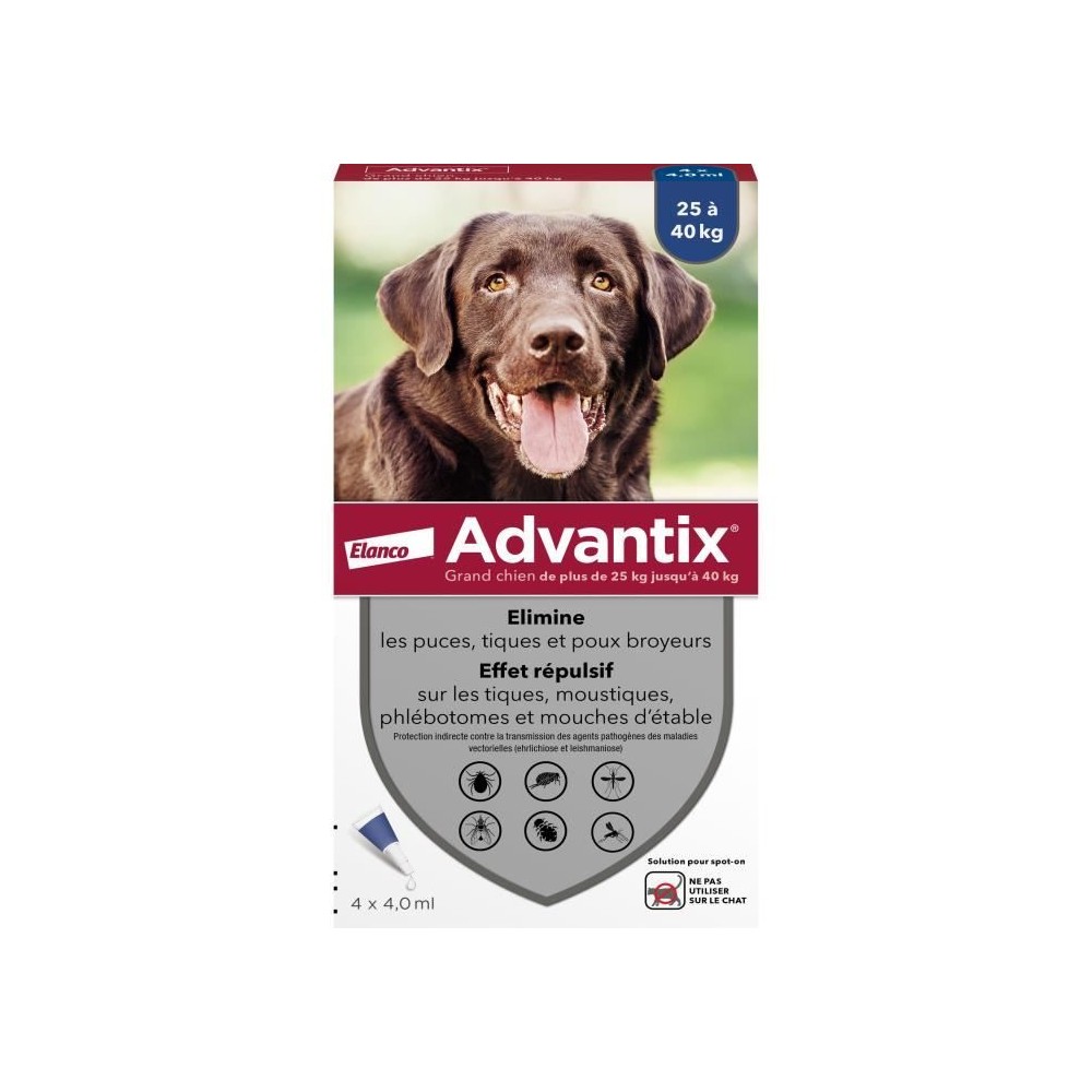 Advantix Chien Solution Antiparasitaire Grande Race 25 a 40kg 4 pipett