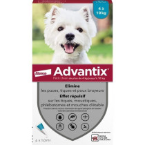 ADVANTIX Chien Solution Antiparasitaire Petite Race 4 a 10kg 4 pipette