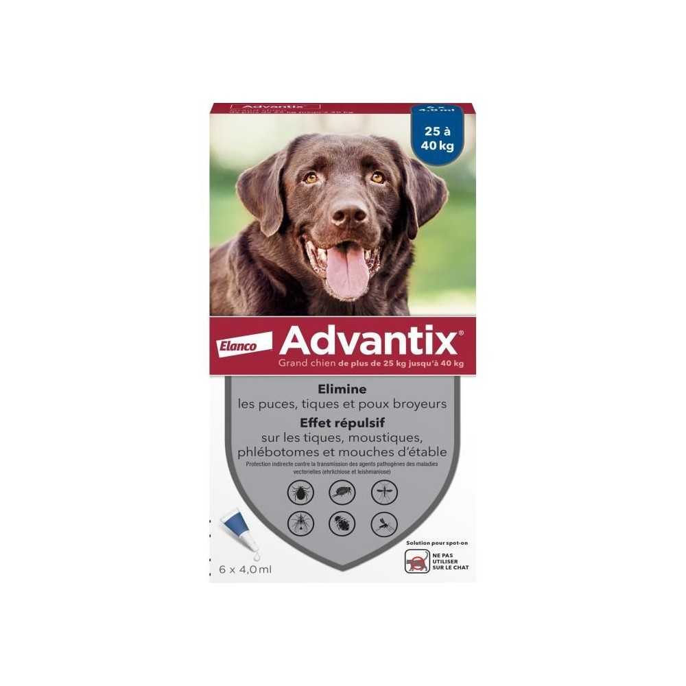 ADVANTIX Chien Solution Antiparasitaire Grande Race 25 a 40kg 6 pipett