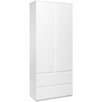 Armoire IMAGE7 - 2 portes + 2 tiroirs - Blanc Mat - L80 x H191 x P40 c