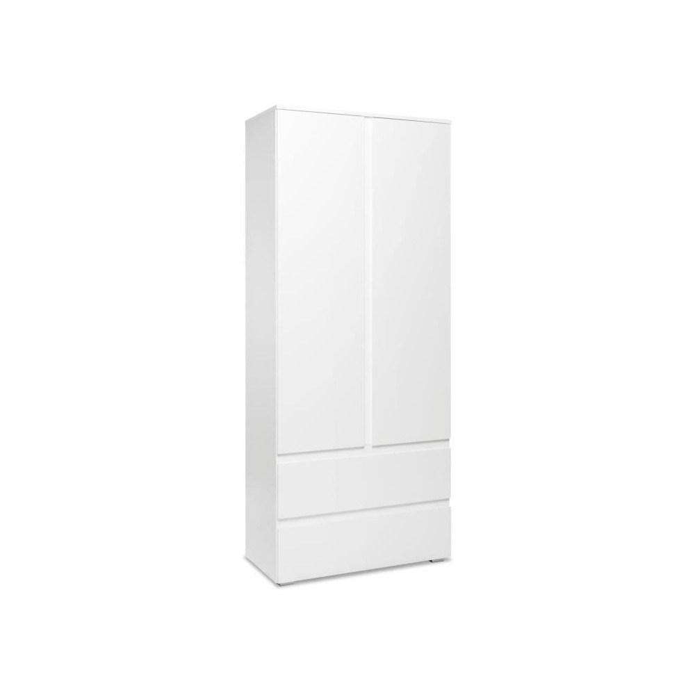 Armoire IMAGE7 - 2 portes + 2 tiroirs - Blanc Mat - L80 x H191 x P40 c