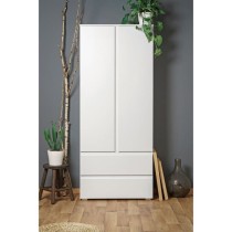 Armoire IMAGE7 - 2 portes + 2 tiroirs - Blanc Mat - L80 x H191 x P40 c