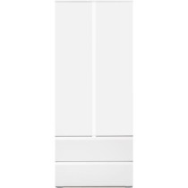 Armoire IMAGE7 - 2 portes + 2 tiroirs - Blanc Mat - L80 x H191 x P40 c