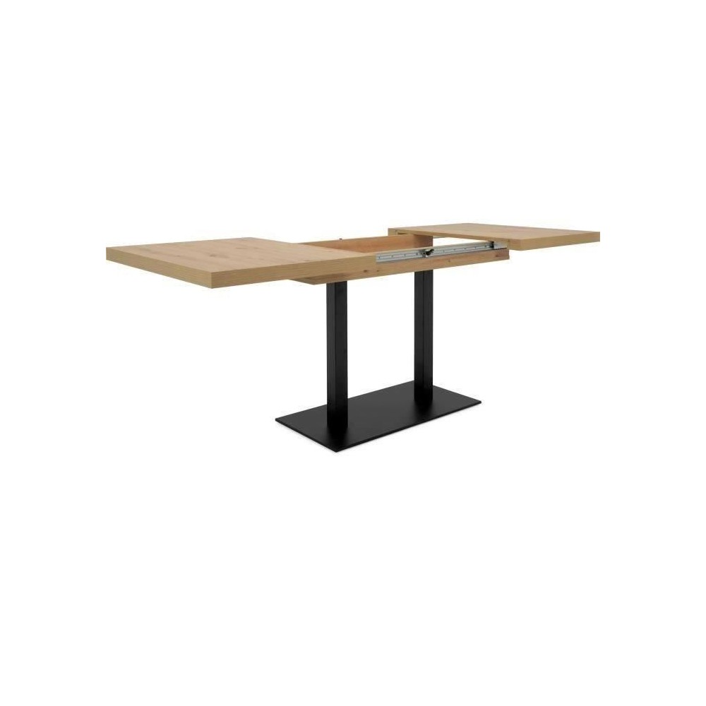 Table a manger extensible - ORLANDO - Chene artisan / noir - 6 a 10 pe