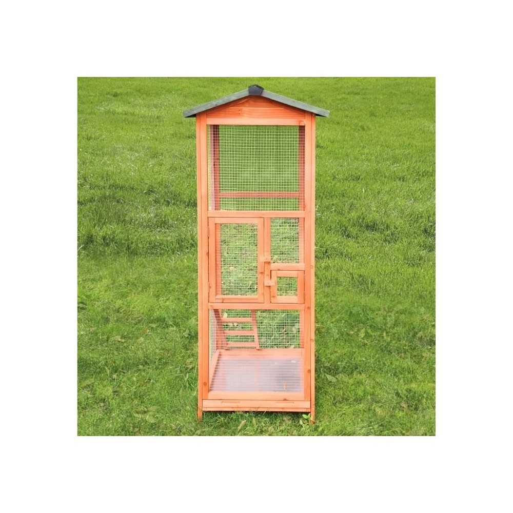 Voliere -Cage a oiseaux TITI - 65x65x165cm - Bois