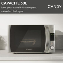 Micro-ondes Gril Candy Essenza - CMXG30DS - 900W - 30L - Argent - Fonc