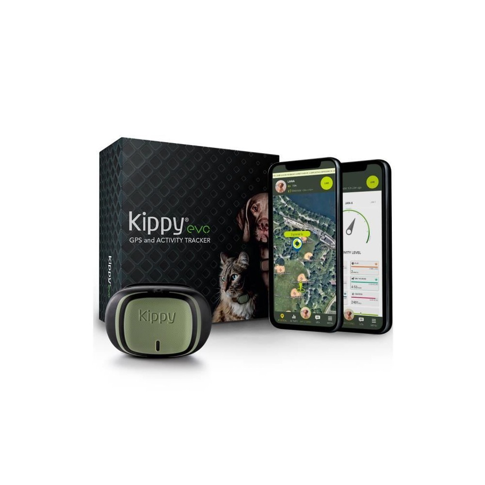 KIPPY - Collier GPS pour Chiens et Chats - Evo - 38 GR - Waterproof -