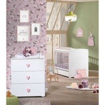 Chambre bébé duo Basic coeur: lit 120x60, commode a langer - Babypri