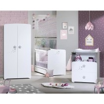 Chambre bébé trio Nao: lit 120x60, commode a langer et armoire - Bab