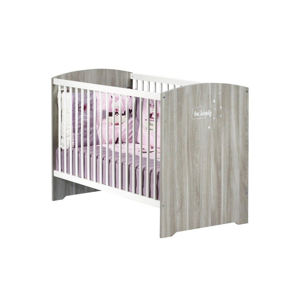 Lit bébé a barreaux - 120 x 60 cm - Babyprice Smile - Chene silex -