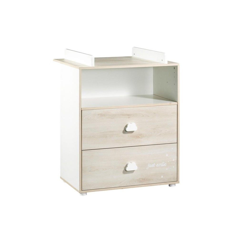 Commode a langer - Babyprice - Smile - Hetre - 2 tiroirs - 1 niche - E