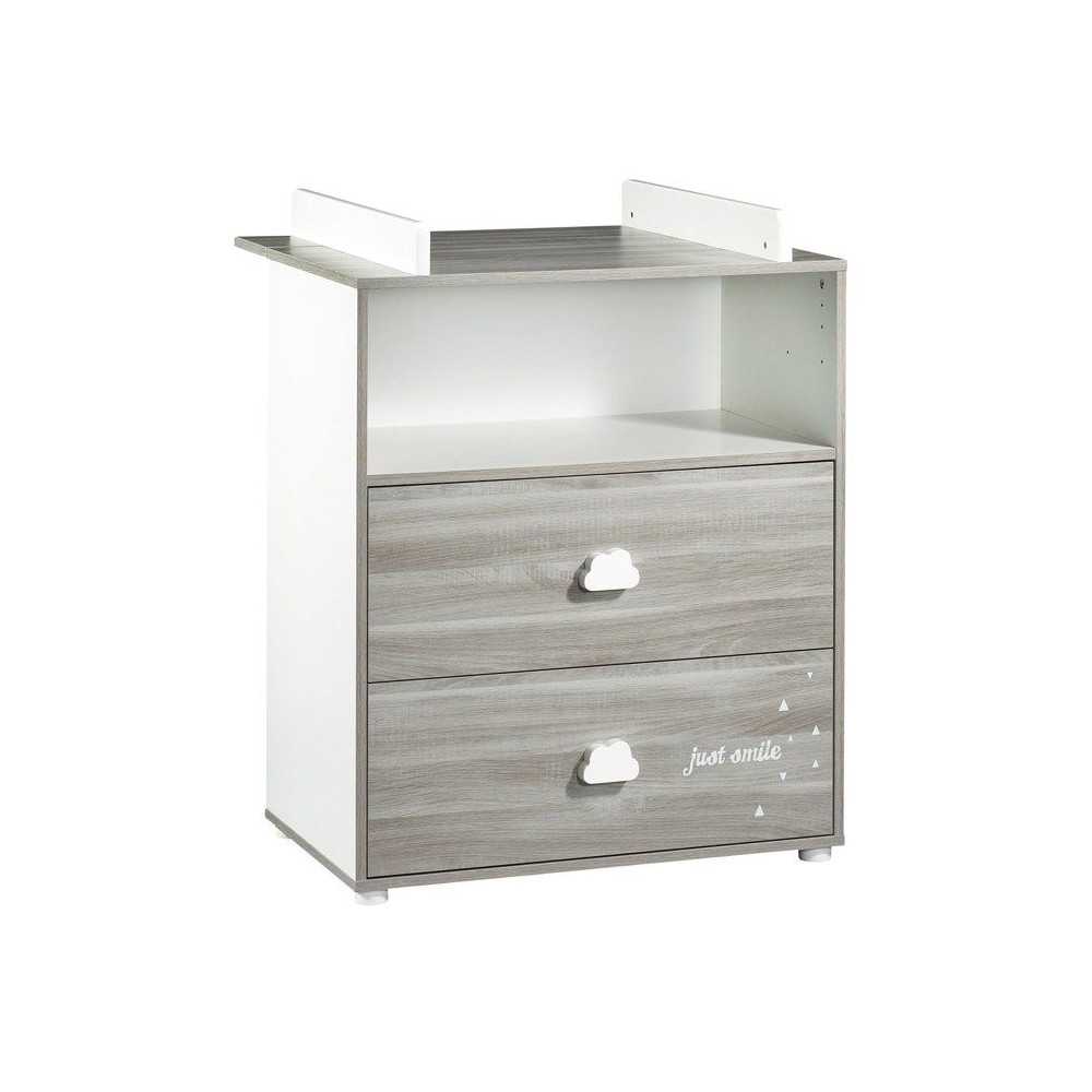 Commode a langer - Babyprice - Smile - Chene silex - 2 tiroirs - 1 nic