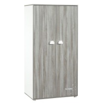 Armoire bébé Smile ours - Chene silex - Blanche - 2 portes - 168x85x