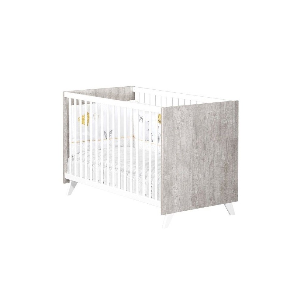 Lit bébé - 120 x 60 cm - Babyprice Scandi gris - En bois