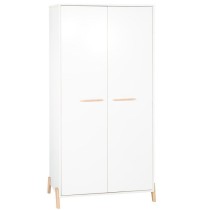 Armoire bébé Joy Naturel - Blanche - Sur pieds en bois naturel - 2 p