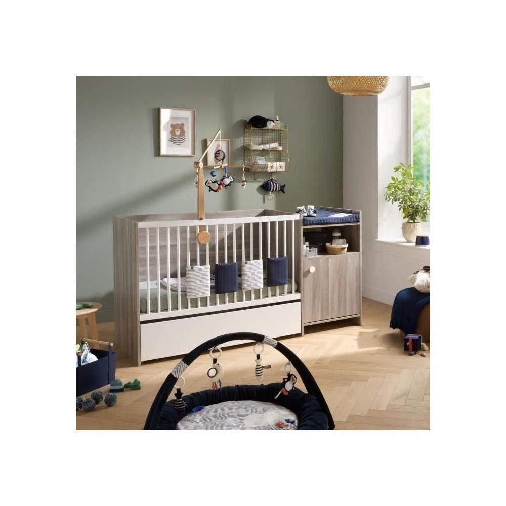 Lit bébé combiné - 120x60cm - Evolutif en 90x190cm - Babyprice Up -