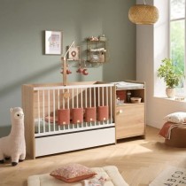 Lit bébé combiné - 120x60cm - Evolutif en 90x190cm - Babyprice Up -