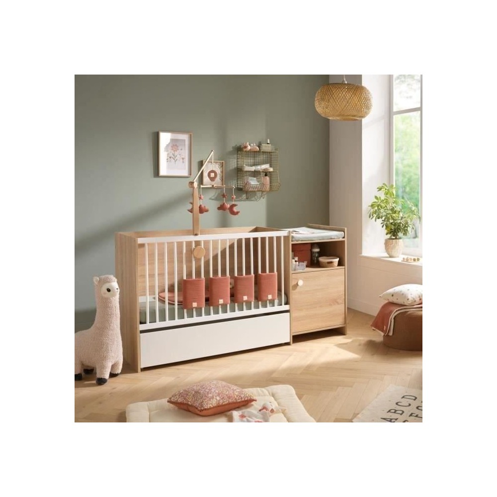 Lit bébé combiné - 120x60cm - Evolutif en 90x190cm - Babyprice Up -