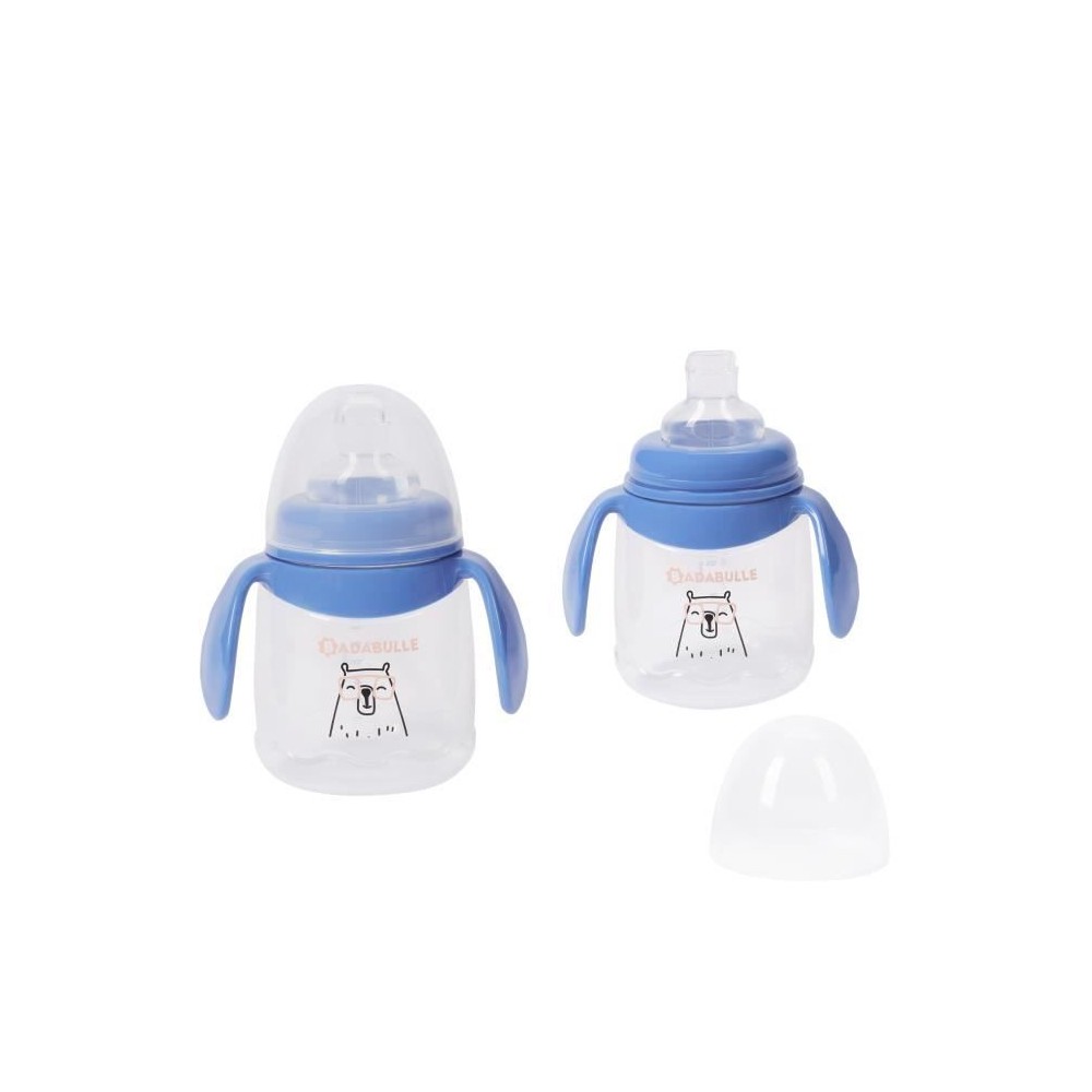 Badabulle Lot de 2 tasses anti-fuite avec anses ergonomiques, 180ml