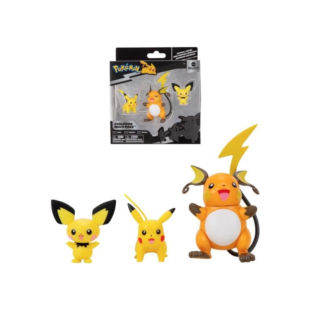 Figurines Pokémon Bandai - Pack évolution Pichu, Pikachu et Raichu