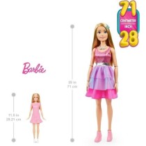 Barbie Tres grande poupée blonde 71 cm, robe rose irisée, Barbie Fas