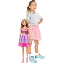 Barbie Tres grande poupée blonde 71 cm, robe rose irisée, Barbie Fas