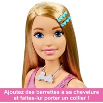 Barbie Tres grande poupée blonde 71 cm, robe rose irisée, Barbie Fas