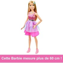 Barbie Tres grande poupée blonde 71 cm, robe rose irisée, Barbie Fas