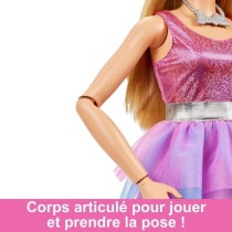 Barbie Tres grande poupée blonde 71 cm, robe rose irisée, Barbie Fas