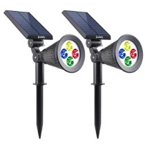 Pack de 2 Spots solaires extérieur étanches - LUMISKY - 4 LEDs color