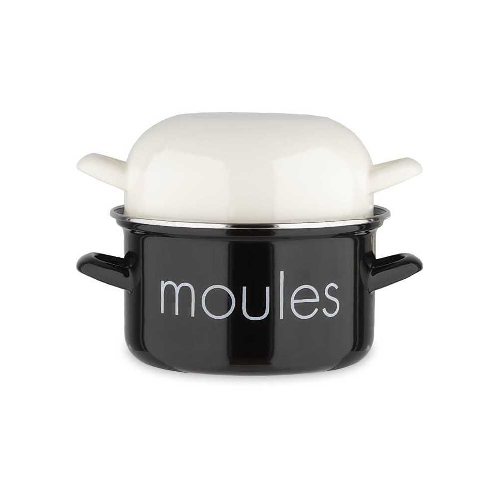 Marmite a moule BAUMALU 20 cm - Décor moules - Couvercle blanc - Noir