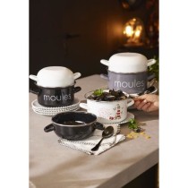 Marmite a moule BAUMALU 20 cm - Décor moules - Couvercle blanc - Noir