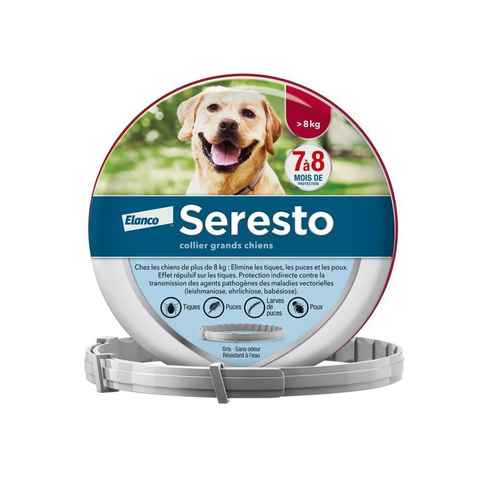 SERESTO Chien Collier Anti-Puces et Anti-Tiques +8kg 1 unité