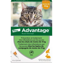 ADVANTAGE Solution Antipuce Chat Lapin 1 a 4kg 4 pipettes