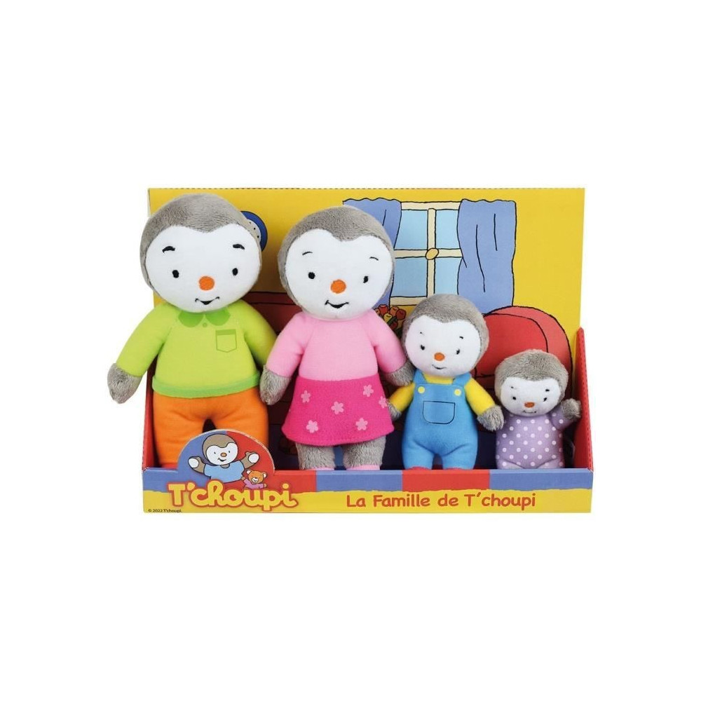 Coffret famille 4 Peluches - T'Choupi - JEMINI - +/- 19 cm