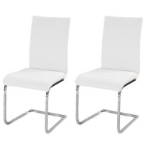 LEA Lot de 2 chaises de salle a manger - Simili blanc - Style contempo