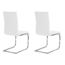 LEA Lot de 2 chaises de salle a manger - Simili blanc - Style contempo