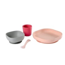 Coffret repas Silicone Bébé - BEABA - Avec Ventouse - Anti-dérapant