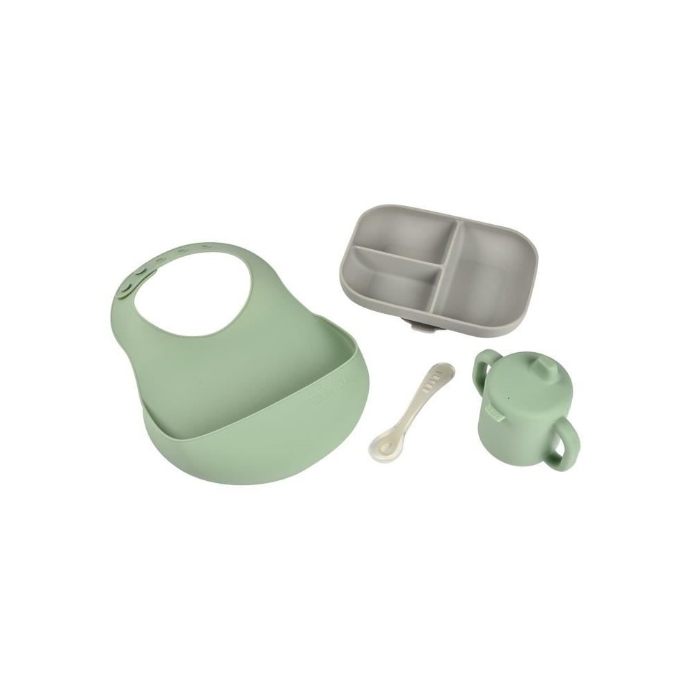 BEABA, Coffret les essentiels repas de bébé, silicone