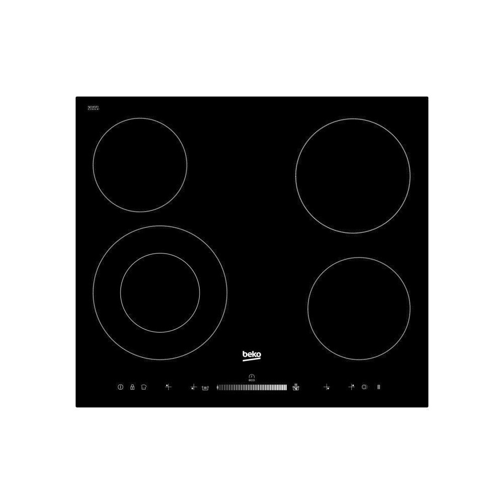 Plaque de cuisson vitrocéramique BEKO HIC64502T - 4 foyers Hi-Light -