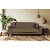 Canapé convertible 3 places - BERGAMO - Tissu marron - 2 coussins - c