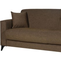 Canapé convertible 3 places - BERGAMO - Tissu marron - 2 coussins - c