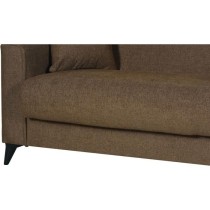 Canapé convertible 3 places - BERGAMO - Tissu marron - 2 coussins - c