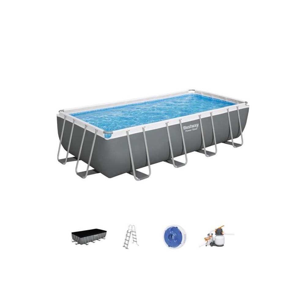 Piscine tubulaire Power Steel rectangulaire 5,49 x 2,74 x 1,22 m - Bes