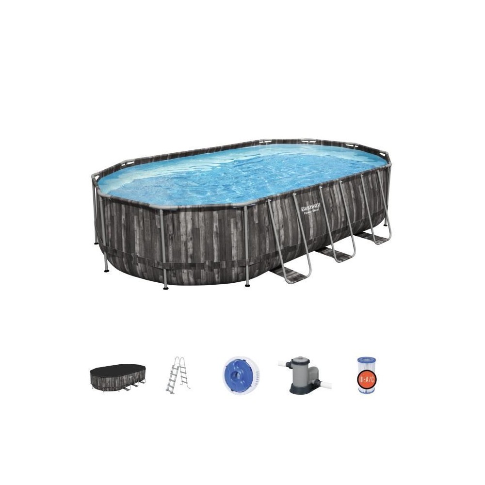 Kit Piscine hors sol tubulaire BESTWAY - Power Steel™ - 610 x 366 x