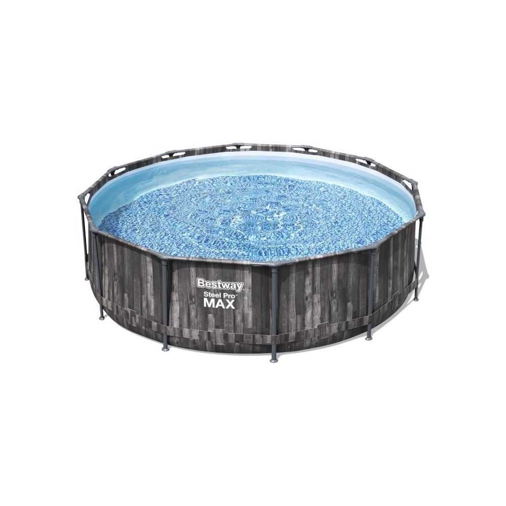 BESTWAY Piscine hors sol SteelPro Max ronde Décor bois, 366 x 100 cm,