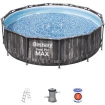 BESTWAY Piscine hors sol SteelPro Max ronde Décor bois, 366 x 100 cm,