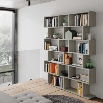 Bibliotheque étagere ATHENA - Gris Béton - 6 niches - 192x80x24 cm