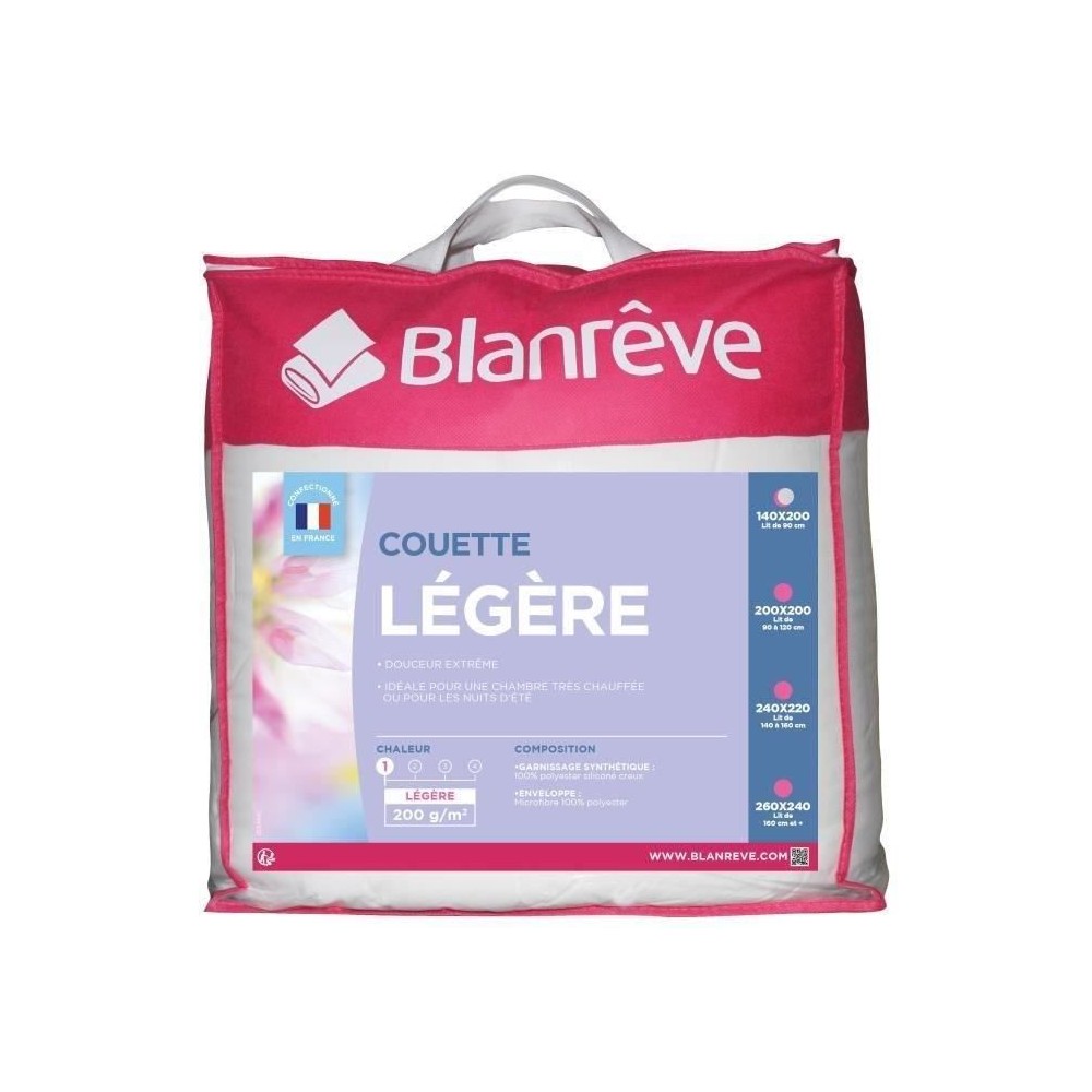 BLANREVE Couette légere en microfibre - 140 x 200 cm - Blanc