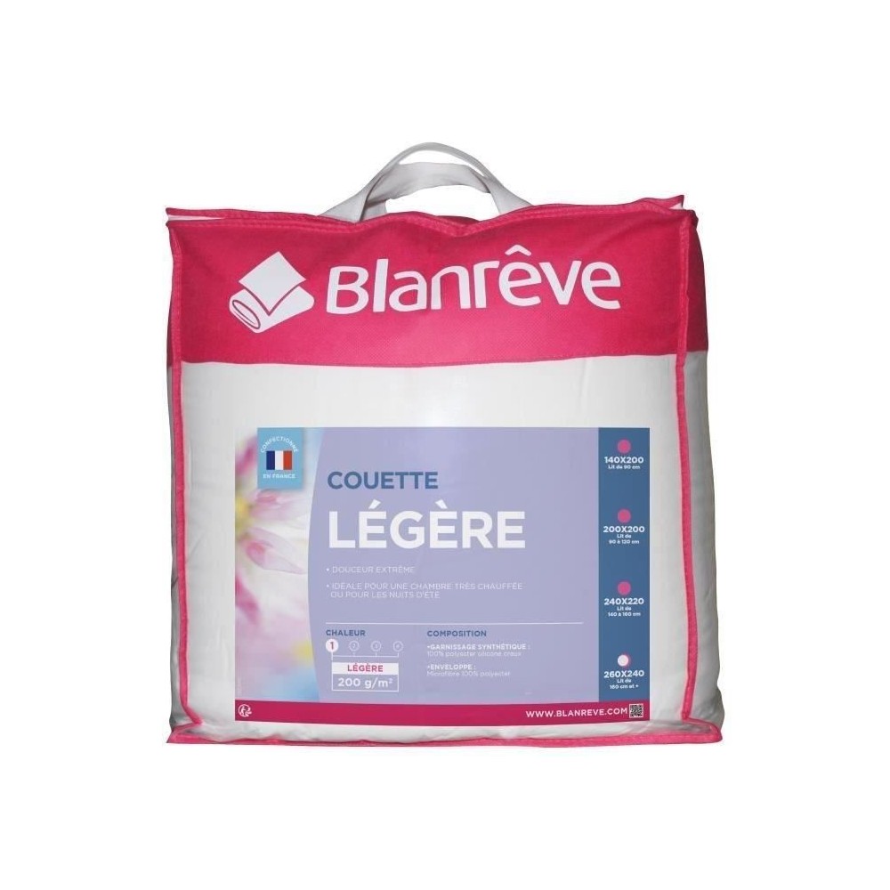 BLANREVE Couette légere en microfibre - 240 x 260 cm - Blanc